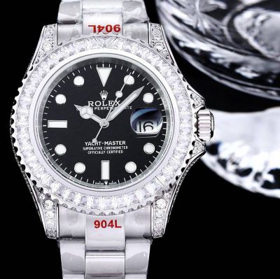 GB Factory ROLEX Yacht-Master Replica Gem model Replica Rolex Yacht-Master Silver steel Case with White diamond diameter 40mm Watch